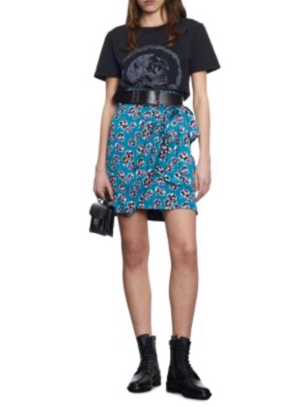 The Kooples Rock Roses silky satin short wrap skirt size 2